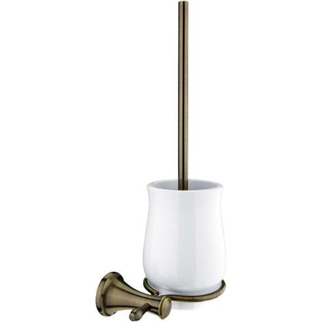 Nimco Lada - Wandhängende Toilettenbürste mit Halter, weiß/messing LA 19094K-65