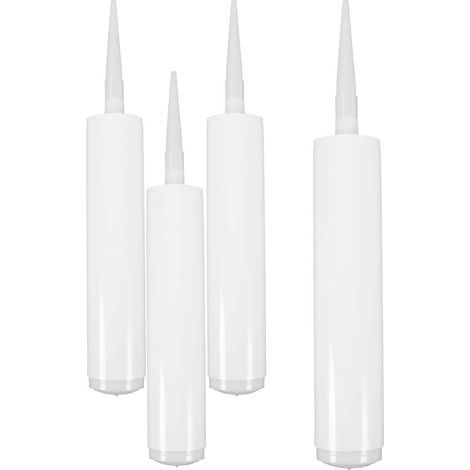Lot de 4 tubes de mastic, tubes de calfeutrage vides, tubes de mastic en latex plastique-33X4.6CM-White (1/4)