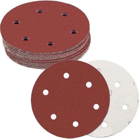 9 disques auto-agrippants 225 mm pour plâtre, 6 trous, grain 150, 30 feuilles de placoplâtre (1/5)