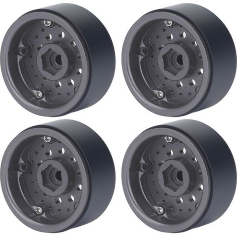 Ensemble de 4 jantes Beadlock RC 1,9 pouce en alliage d'aluminium pour voitures RC 1/10 Axial SCX10 I II III (gris) (1/5)