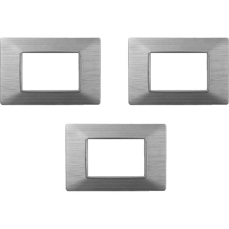 gloca Placche Plastica Satinata Compatibili Plana (3 Pezzi Silver, 3 Posti) (1/4)