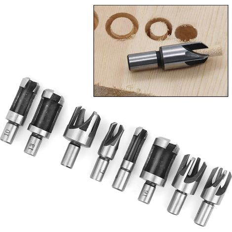 Lot de 8 forets à bois coniques à griffes pour la menuiserie (6 mm, 10 mm, 13 mm et 16 mm) (1/5)