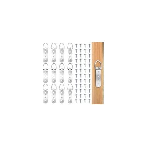 Lot de 12 crochets robustes pour cadres photo avec anneaux en D et 48 vis solides à 4 trous pour suspendre des cadres d'art (1/5)