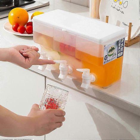 Carafe à eau froide pour réfrigérateur 25-26 avec robinet, grande capacité, 3 compartiments, théière à fruits, machine à glaçons et jus, indispensable pour la cuisine et la maison, f26 (1/4)