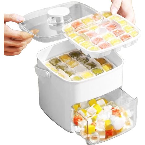 Freezer Ice Cube Tray - Ice Cube Mold with Handle, Portable Large Capacity for Gatherings, Picnics, Camping, and Cooking