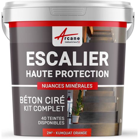 Béton ciré escalier, kit complet - 2 m² (en 2 couches) Kumquat Orange - ARCANE INDUSTRIES