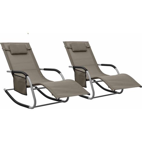 vidaXL Tumbonas 2 unidades textilene gris taupe y gris (1/5)