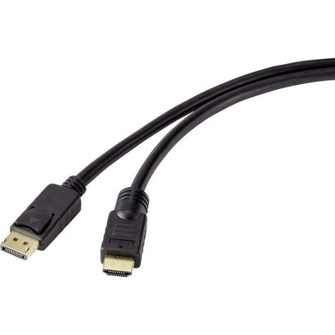 Câble adaptateur DisplayPort vers HDMI 20 m noir – RF-4596876 avec contacts dorés – haute résolution et compatibilité 4K (1/4)