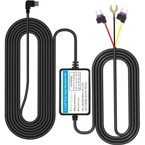 Dashcam cable kit, USB-C port, 3.5m hardwire kit, mini fuse, 12V-30V to 5V/3A, Type C hardwire kit, camera power cord kit (1/4)
