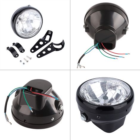 Runder 7-Zoll-LED-Motorradscheinwerfer 12V H4 35W Gelb mit universeller schwarzer Halterung (1/5)