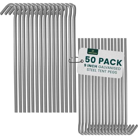 Lot de 50 Piquets de Tente 9" Ultra-Résistants – Piquets de Sol en Acier Galvanisé Durable – Piquets Métalliques Antirouille pour Camping, Tonnelles, Randonnée et Extérieur – Pack de 50 (1/5)