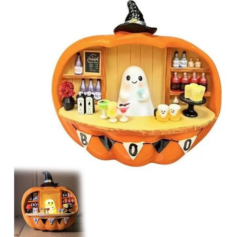 Décoration Table Halloween – Figurine Citrouille Lumineuse, Veilleuse Résine, Cadeau (1/5)