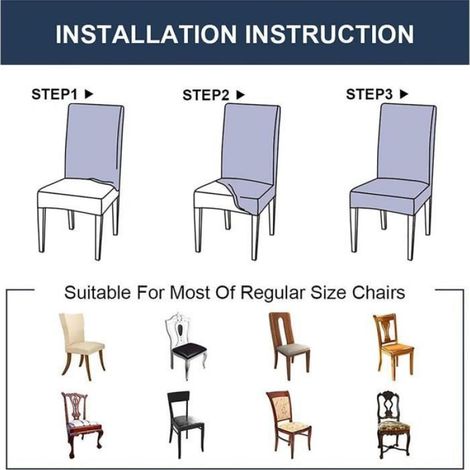 Housse de Chaise, 6pcs Extensible Amovible Lavable Moderne Couverture de Chaise pour Décoration Hôtel, Restaurant (1/4)