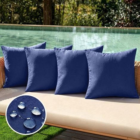 Set di 4 fodere impermeabili per cuscini da esterno，realizzate in finta poliestere e lino，federe decorative per giardino，blu royal，3050 cm (1/5)
