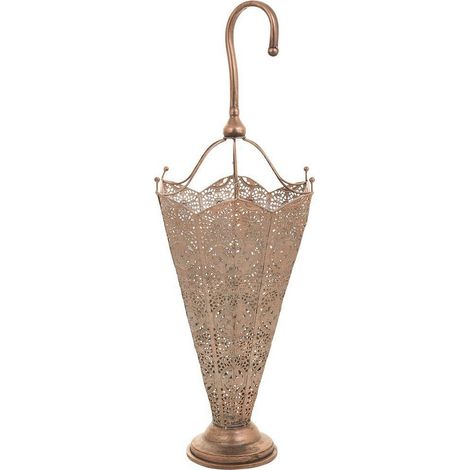 Porte parapluie en métal cuivré style vintage pour entrée chic - cuivre vieilli élégant