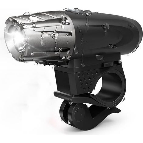 Éclairage vélo, feux avant et arrière, étanche IPX6, rechargeable par USB, 3 modes d'éclairage pour vélo, VTT, vélo hybride, etc. - Noir (1/5)