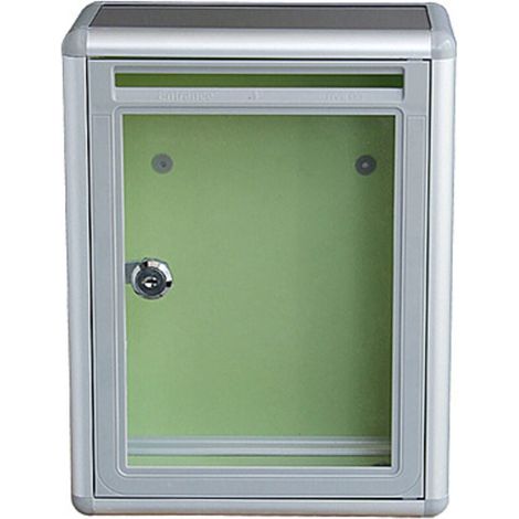 Kleiner, transparenter Wandbriefkasten mit Schloss. Wandbriefkasten aus Acryl-Aluminium. (1/4)