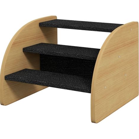 Escalera para perros de 3 peldaños 38,5 x 38,5 x 30 cm roble y negro HOMVRA (1/5)