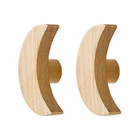 Patère Murale Enfant Crochets Muraux en Bois Porte-Manteau Mural pour accrocher Sac Serviettes et Manteaux Décoration Scandinave Design Moderne (Lune Lot de 2) (1/5)