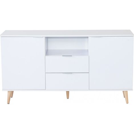 TOPKIT Buffet blanc avec 2 portes et 2 tiroirs 2483 Buffet Buffet Buffet de salle à manger couleur blanche (1/5)