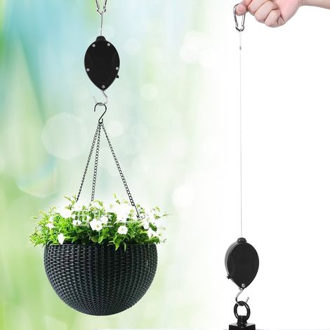 Crochet de suspension rétractable pour panier, support escamotable pour pots de fleurs de jardin