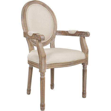 Silla de madera tapizada color beige 55x46x48/96 (1/5)