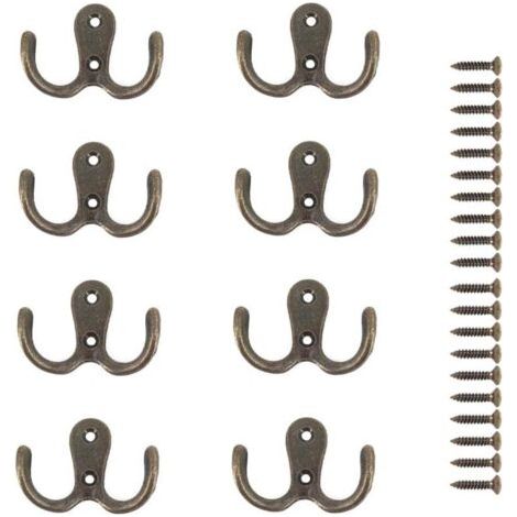 (Bronze) 8 Stück Doppelhaken aus Metall, Haken und Garderoben zur Aufbewahrung für Zuhause, Regale, Schubladen, Schließfächer, Bad (1/5)