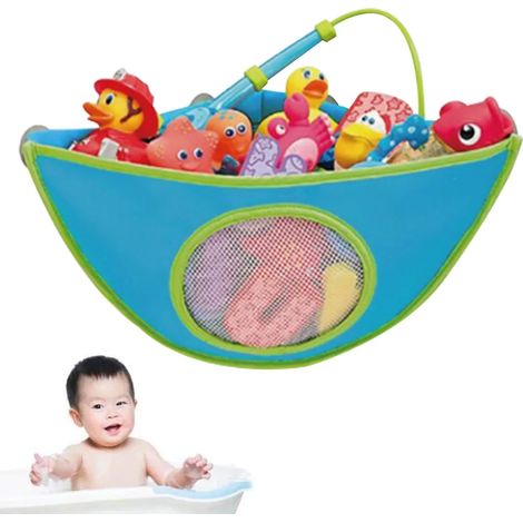 Almacenamiento de juguetes de baño - Ganchos de ventosa extra fuertes - Organizador de red de baño para juguetes de bañera - Bolsa colgante para ducha de esquina para niños y bebés (1/4)