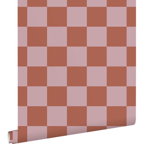 papier peint à damier terracotta et vieux rose - ESTAhome (1/5)