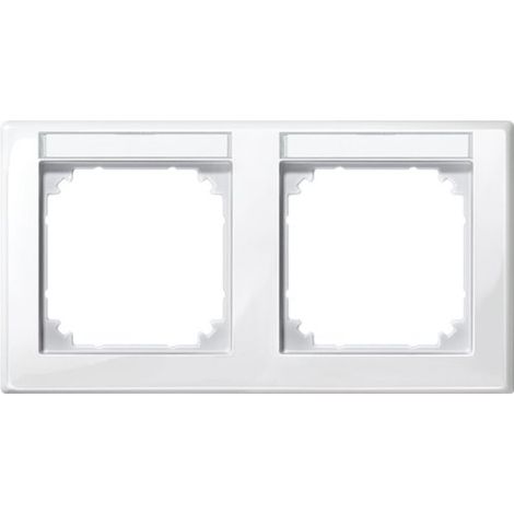 MERTEN 471219 PLAQUES DE FINITION M-SMART, 2 POSTES ÉTIQUETÉS, MONTAGE HORIZONTALE, BLANC BRILLANT
