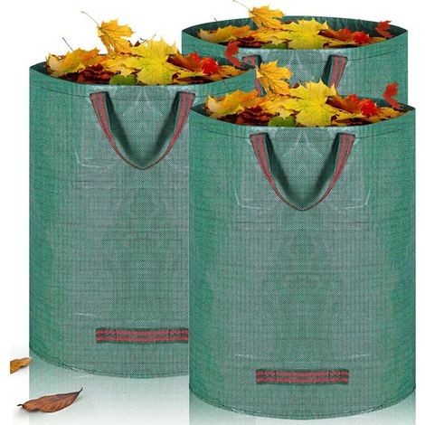 3pcs Sacs de Jardin 300L,Sacs à Déchets de Jardin Avec Poignées,Sac de jardin dechet vert Pliable,Sac jardin Autoportant avec Gants (1/5)