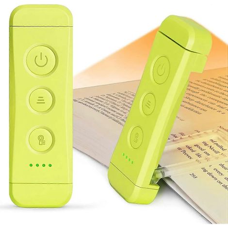 Glocusent Leselampe, USB-wiederaufladbare Leselampe, geeignet zum Lesen im Bett, tragbare LED-Leselampe zum Anklemmen, 3 bernsteinfarbene Lichtfarben und 5 einstellbare Helligkeitsstufen, kompatibel (1/5)