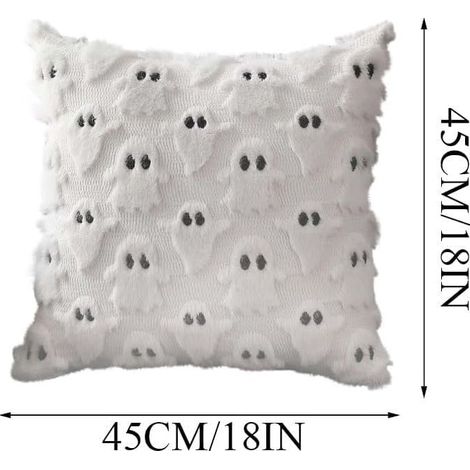 Housse de coussin fantôme d'Halloween, 45 x 45 cm, coussin décoratif pour fauteuil, canapé, chambre ou maison. (1/5)