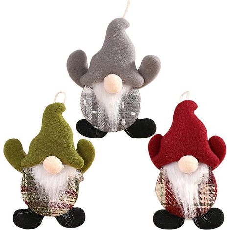Lot de 3 décorations de Noël : pendentifs en forme de petit gnome, ornements de Noël pour les fêtes.-15x9cm