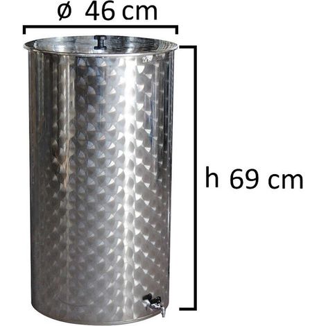 BOTTE PER VINO OLIO CONTENITORE PER ALIMENTI IN ACCIAIO INOX 18/10 BELVIVERE - Piedistallo: NO - Olio di Vasellina: No - Capacità Botte: 100 LT - Ø 46 x H 69 cm - Galleggiante: NO - Rubinetto: Acciaio