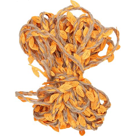 Guirlande tressée de 10 mètres en ruban de feuilles artificielles, corde de chanvre, accessoires de bricolage pour bouquets, couleur mandarine (1/5)