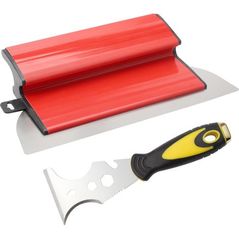 25 cm Spatule de surface en acier inoxydable poignée ergonomique en Z, lame interchangeable de 0,5 cm, pour cloison sèche, papier peint (1/5)