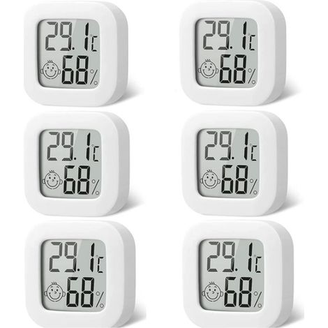 6 pcs Mini thermometre interieur maison-termometro higrometro digital Fonction ℃ / ℉,Moniteur Température Termometre Maison -50 ℃ 70 ℃, 10% 99% RH Convient pour Maison, Bureau (batterie inclu (1/5)