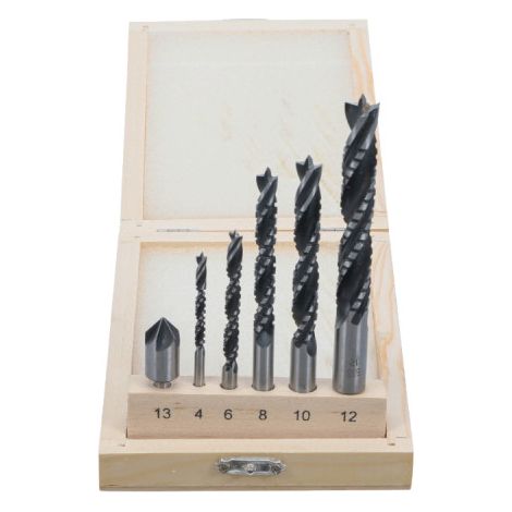 Juego de brocas y fresa para madera  4 - 12 mm  6 piezas (1/5)
