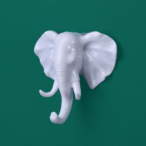 1Pièces Patère de salle de bain,Porte - manteau,Convient pour salle de bain cuisine salon toilettes,Crochet adhésif, éléphant blanc (1/4)