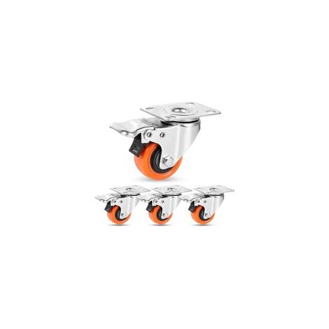 Roulettes de 60 mm pour meubles, jusqu'à 75 kg, roulettes en polyuréthane robustes, pivotantes à 360 degrés, pour tous les sols, meubles, équipements, lot de 4 (1/4)