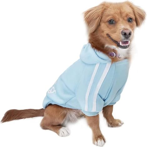 Sweat à Capuche Coton Sweatshirt pour Chiens Pet Pull Vêtements Veste pour Chien Manteau Jumpsuit Costume Bleu Clair S (1/5)