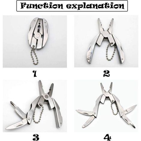 Multi-Outil Pinces Kit Multifonction Outil de Poche avec étui en Cuir Noir, Multitools Pince Pour Camping, Pêche, Randonnée, Cuisine, Pique-Nique (1/3)