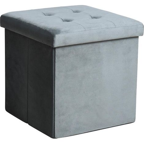 Faltbarer Sitzhocker Fußhocker Hocker Aufbewahrungsbox Sitzwürfel Sitzmöbel Box Dunkelgrau