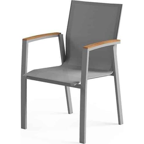 Sedia da giardino Leon 57x55x90 Zumm, alluminio grigio teak, Homms (1/4)