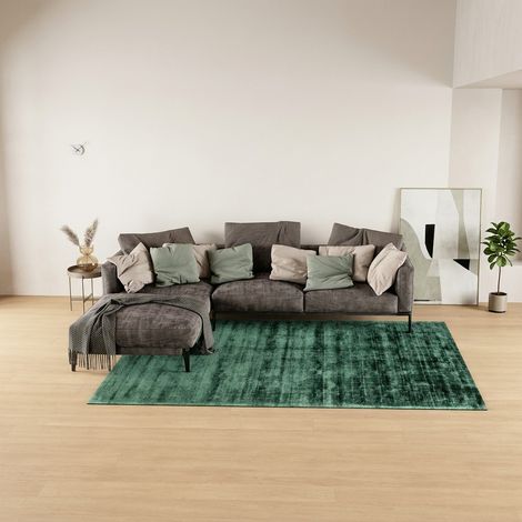 Tapis en viscose Chester - Viskosetapis - 290x200cm, Rectangular - 100% Viscose - Tufté main - Vert de mer (1/5)