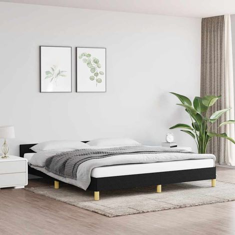 Cadre de lit sans matelas noir 180x200 cm tissu (1/5)