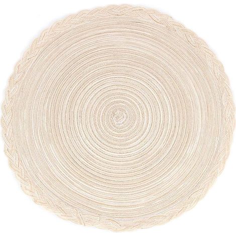 2PCS,Sets de Table tressés Ronds de diamètre 15 Pouces,Coussin de thé manique avec Une atmosphère Rustique,antidérapant résistant à la Chaleur pour la Maison,Restaurants,Bars,cafés - Gris (1/4)