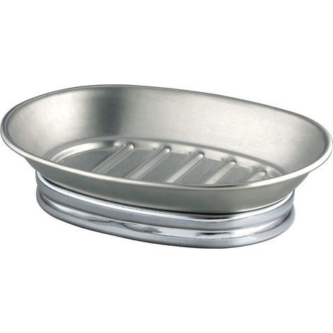 Seifenschale aus Metall, elegante Seifenschale aus Metall, mattes Silber (1/5)