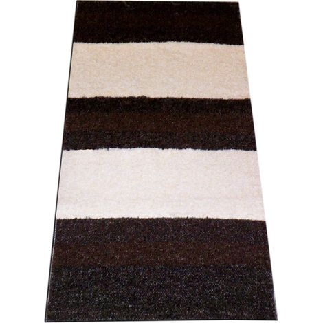 Tapis Fait Main Poils Normals 70% Coton 60x120 Ecru Chocolat